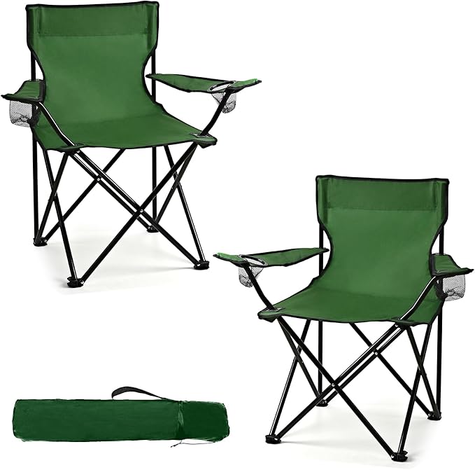 2 Pack Lightweight Camping Chairs for Adults &amp Teens 250LBS Capacity Foldable Portable Chairs with Carry Bag Compact Design for Camping Beach Picnics and Outdoor Events