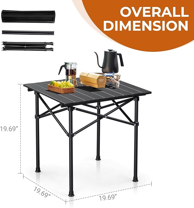 Outvita Beach Picnic Table Lightweight Roll Up Low Camping Table Portable Folding Table with Carrying Bag for Outdoor BBQ Sand Picnic Party Patio 20 Inches