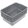 35 L Commercial Bus Box Plastic Utility Bus Tubs 4-Pack Gray