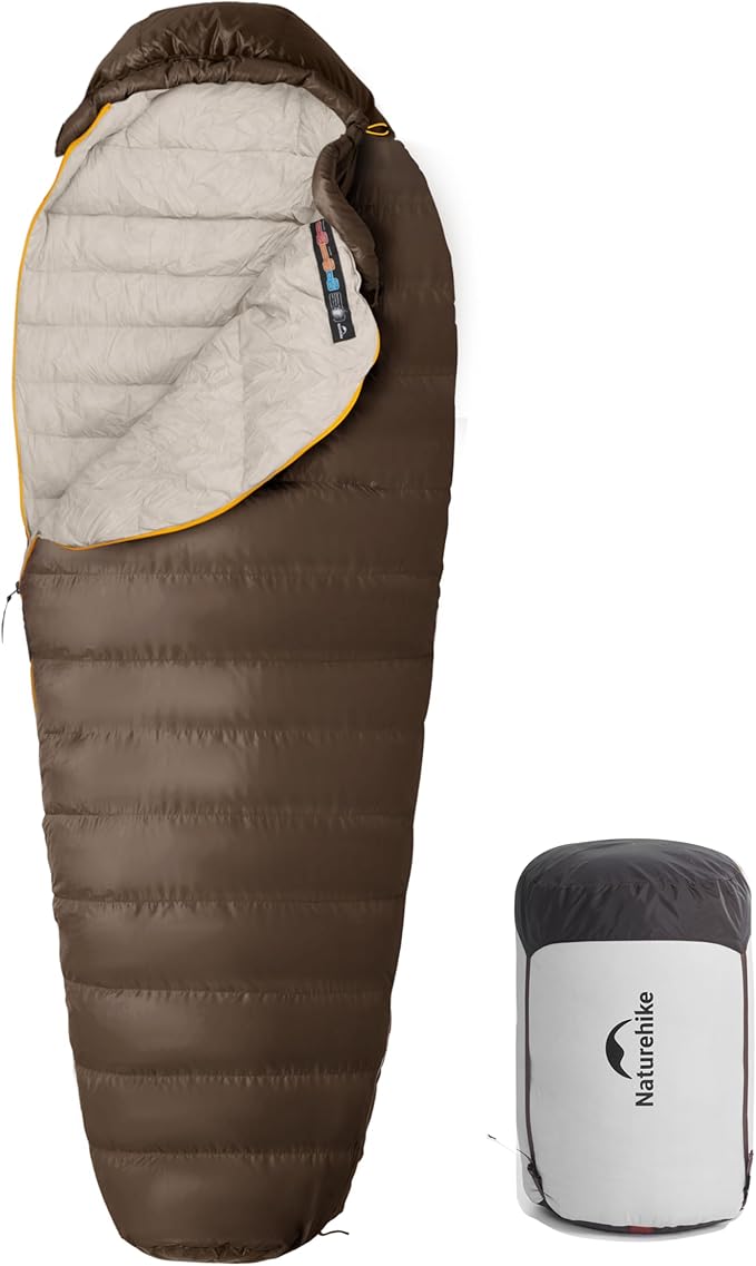 Naturehike 0 Degree RDS Down Mummy Sleeping Bag for Adults 650 Fill Power Cold Weather Backpacking Sleeping Bag for Camping Hiking -1℉ 18℉ 30℉ YKK Zipper