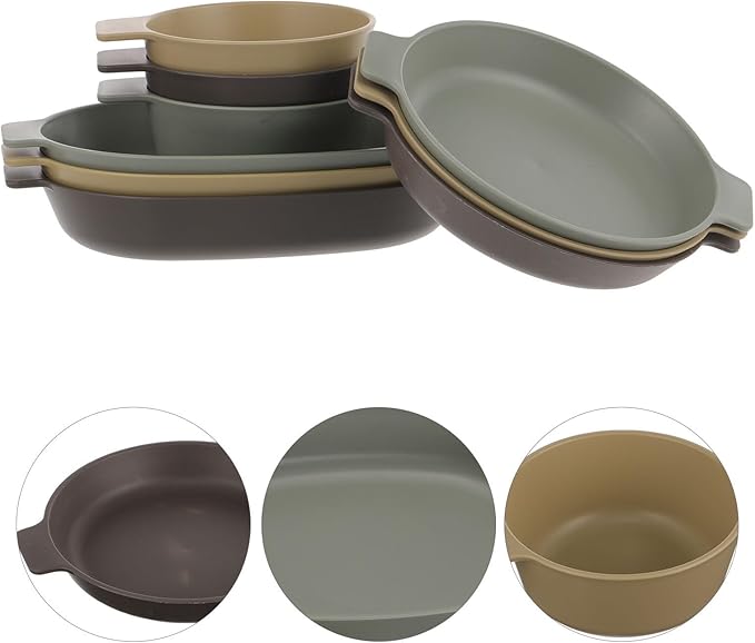Portable Camping Mess Kit Set – Lightweight Reusable Plastic Dinnerware Set 3 Small Plates 3 Oval Plates 3 Single-Handle Bowls for Outdoor Hiking and Travel