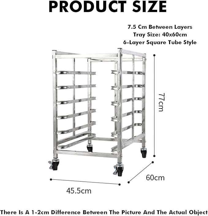 Quick Rack for Baking PansHeavy-Duty 6-Layer Kitchen Bread Pan Rack with Wheels - Quick and Easy Baking Solution for Bakeries Restaurants and Catering (77x45.5x60cm)