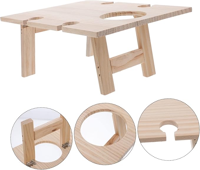 HANABASS Foldable Outdoor Wine Table Portable Beach Snack Table Wooden Design for Picnics and Parties