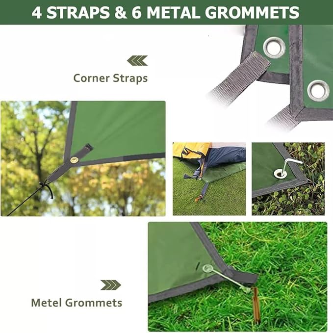 Tent Footprint KANCOKIT PU 3000 Waterproof Tent Ground Cloth Extra Large Size for 3-8 Person Family Camping Tents Ground Sheet Mat with 6 Tent Stakes for Camping Hiking Picnic Backpacking (6 x 7 FT)