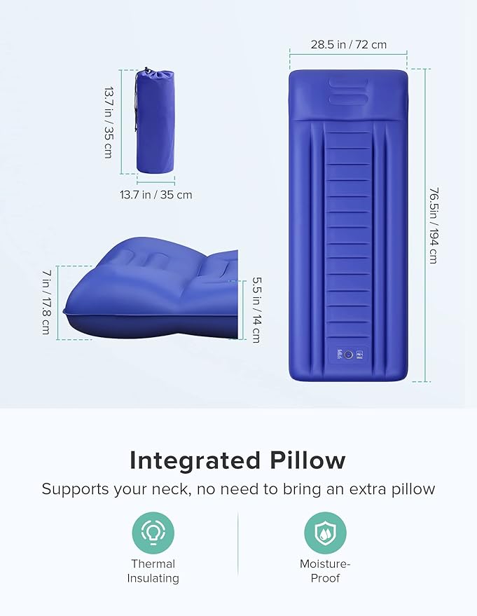 Camping Sleeping Pad for Hiking Traveling Gray Blue