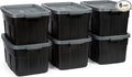 Rubbermaid Heavy Duty Black Storage Bins Plastic Totes with Lids for Storage Stackable Large Capacity Durable Multipurpose 14 GAL 6 Pack (14 GAL - 6 Pack Solid Black and Grey)
