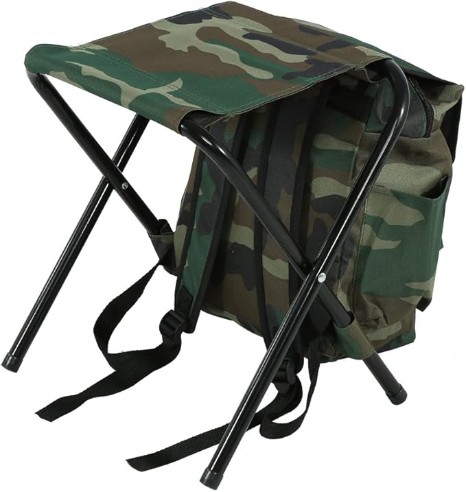 Foldable Camping Fishing Bench Folding Convenient Carrying Seat with Storage Bag Camouflage
