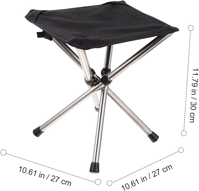 Kisangel Portable Folding Stool Adjustable Height Outdoor Camping Chair Stainless Steel Lightweight Collapsible for Fishing Tailgating and Travel