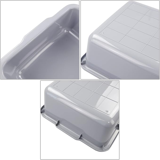 Obstnny 4-Pack Commercial Bus Tub 32 L Large Utility Bus Tote Boxes Grey