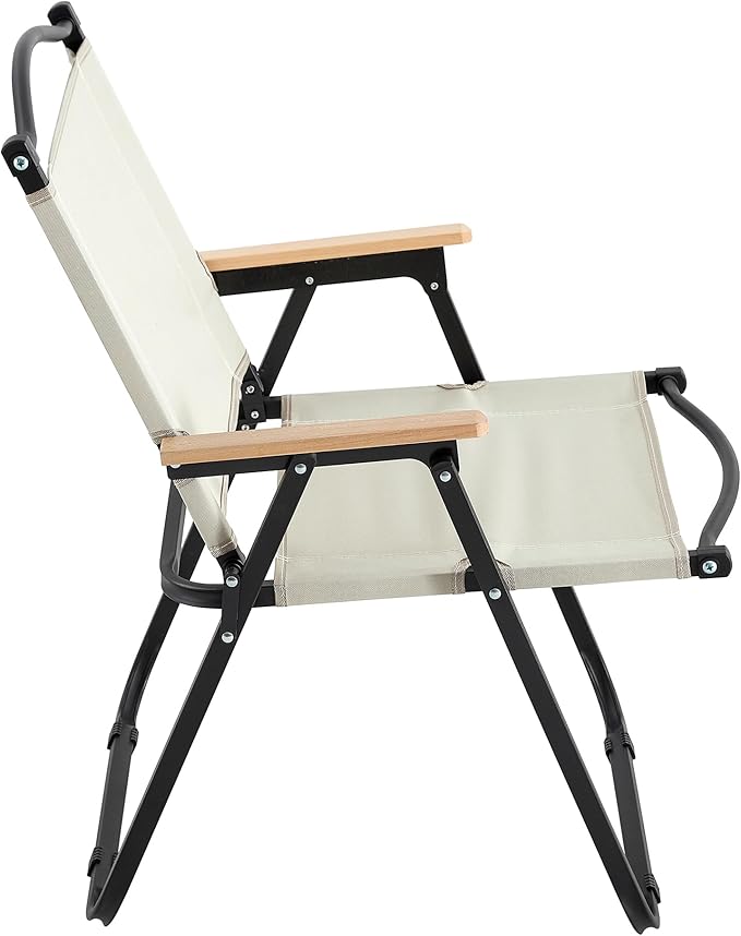 2 Pcs Folding Outdoor Chair for Indoor Outdoor Camping Picnics BeachBackyard BBQ Party Patio Beige