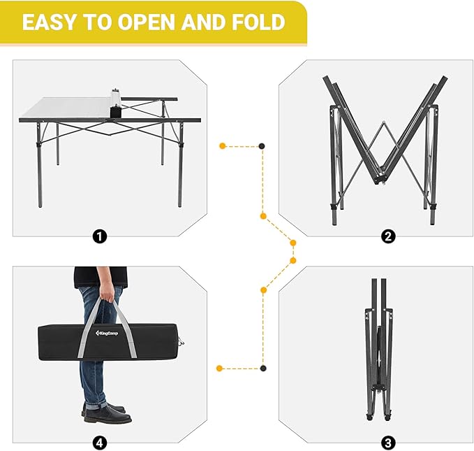 KingCamp Aluminum Folding Camp Table - Lightweight Portable Roll Up for Outdoor Camping Picnic Barbecue