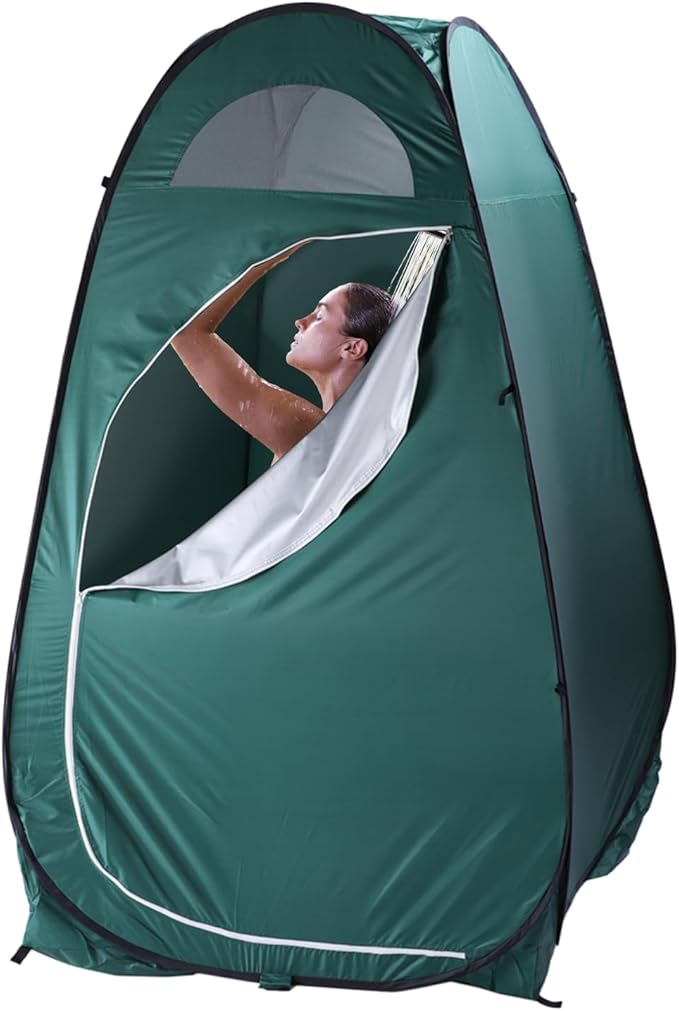 Outvita Pop Up Shower Tent Instant Privacy Dressing Changing &amp Toilet Tent 74’’ Portable Outdoor Shelter for Camping Hiking Fishing Picnic Beach with Carry Bag (Green)