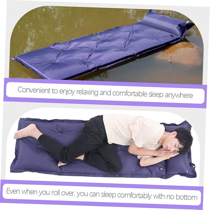 Inflatable Camping Mat with Integrated Pillow Portable and Convenient Sleeping Cushion for Hiking Backpacking and Outdoor Adventures Lightweight Design