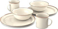 GSI Outdoors Mesa 2-Person Enamelware Dining Set 6-Pieces – Cream with Bronze-Finished Stainless Steel Rim Dishwasher Safe