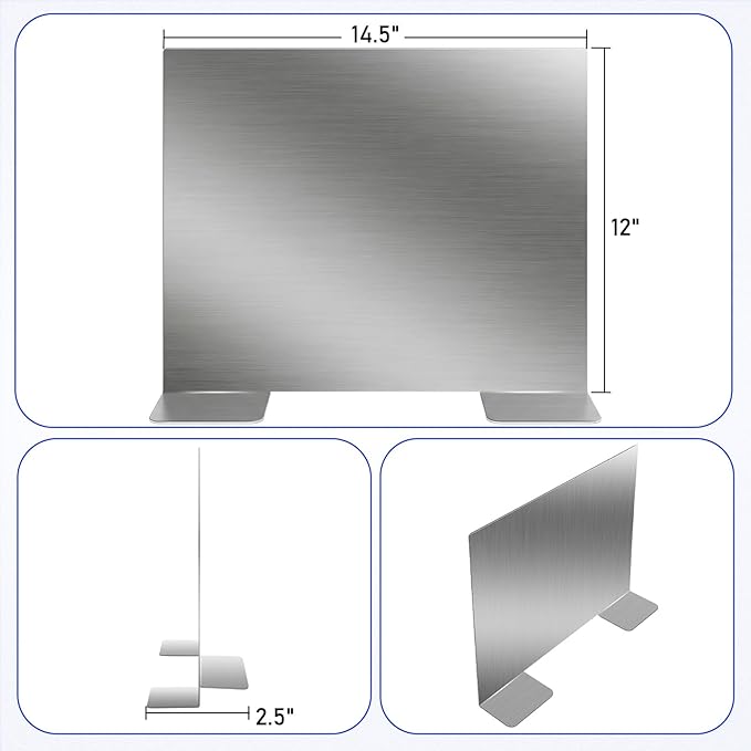 Novabright Stainless Steel Ice Bin Partition 14.5 x 12 Inch 304 Stainless Steel Commercial Removable Divider for Ice Bins Bar Beverage Organization