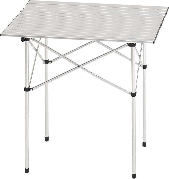 VEVOR Folding Camping Table Portable Roll Up Side Tables Lightweight Aluminum Table for Outdoor BBQ Tailgating Picnic Travel (28 inch-Silver)