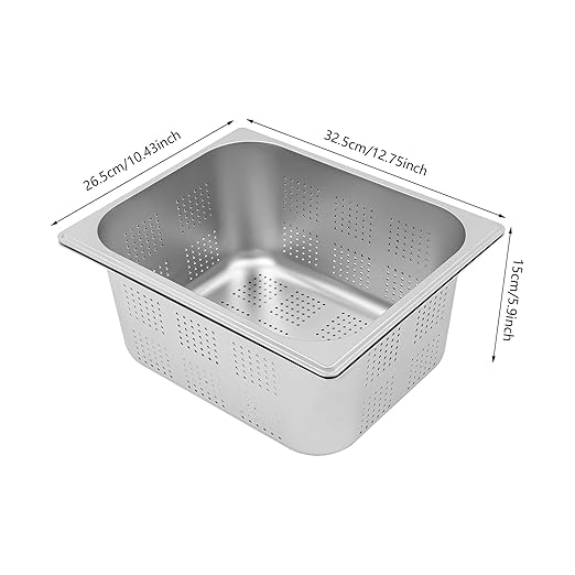 Hotel Pans 2-Pack 1/2 Size Stainless Steel Perforated Steam Table Pan 6 Deep 8L/8.46Qt Food Grade Anti-Jam Commercial Buffet Pan for Kitchen Drain &amp Steam Vegetables Dishwasher &amp Oven Saf