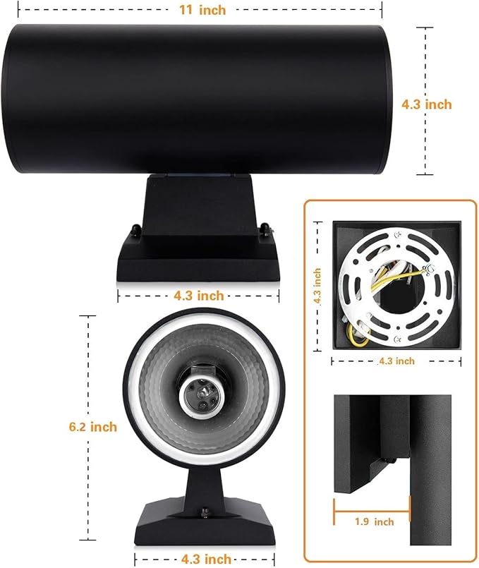 Outdoor Wall Light Exterior Lighting - ETL Listed Die-Casting Aluminum Waterproof Wall Mount Cylinder Design - Up Down Light Fixture for Porch Backyard and Patio (Black)