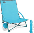 NORTHROAD Low Folding Beach ChairPortable Lightweight Lowback Sling Chair Outdoor Low Seat Camping Chair w/Cup Holder &amp Carry Bag for Sand Camping Lawn Picnic Festival Blue