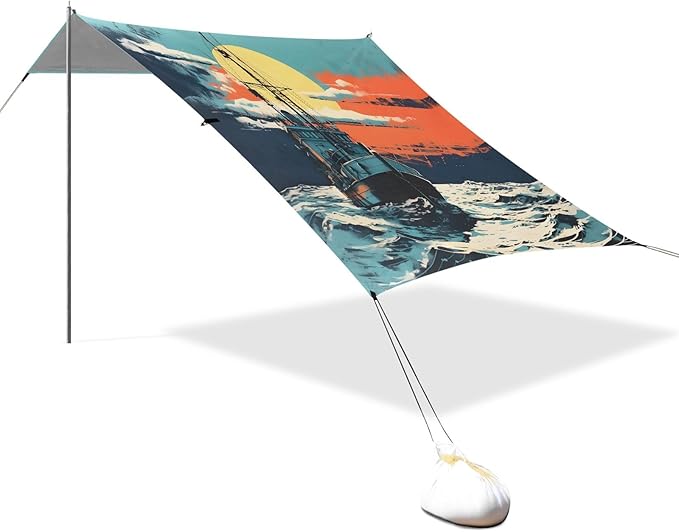 Camping Sun Shelters Ship Sailing in The Sunset Beach Canopy 126 * 110.2in