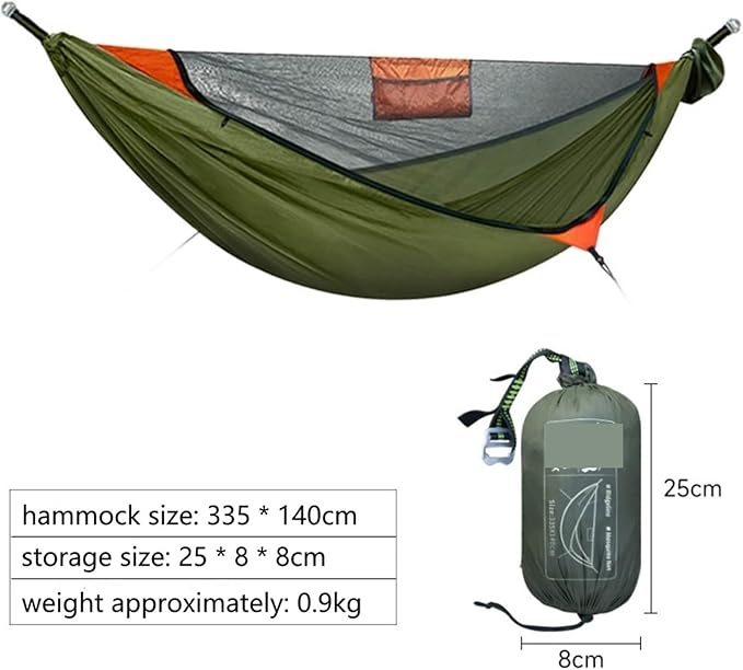 Camping Hammock With Mosquito Net Outdoor Garden Portable Awning Tent Canopy Sleeping Hanging Hammocks SwingCompatible For Nature Hike(Hammock 1)