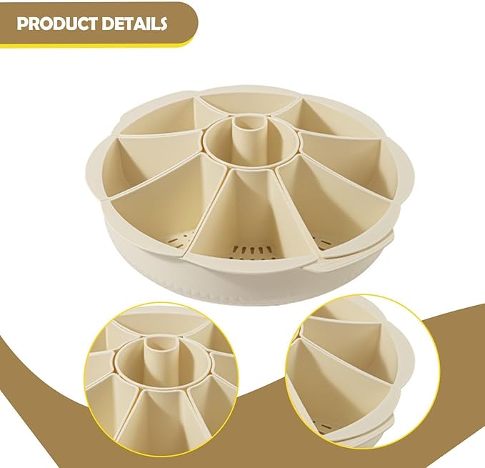 Veggie Tray Drain Basket Practical Multipurpose Round Rotation Kitchen Vegetable