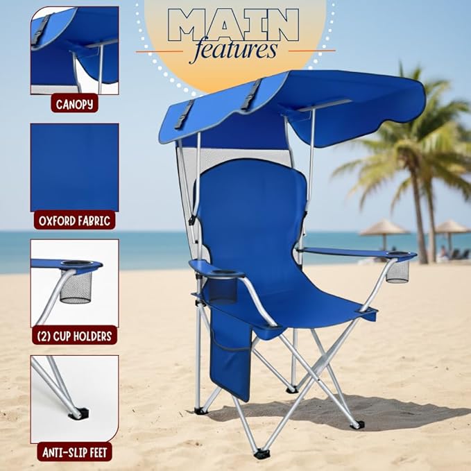Amazing for less Folding Chair – Portable Outdoor Camping &amp Beach Chair (Blue (Shade) (2-Pack))