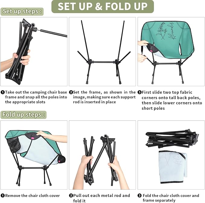 Personalized Camping Chair for Women Custom Portable Backpacking Chair with Name and Birth Flower Customized Folding Compact Hiking Camp Chairs Gifts