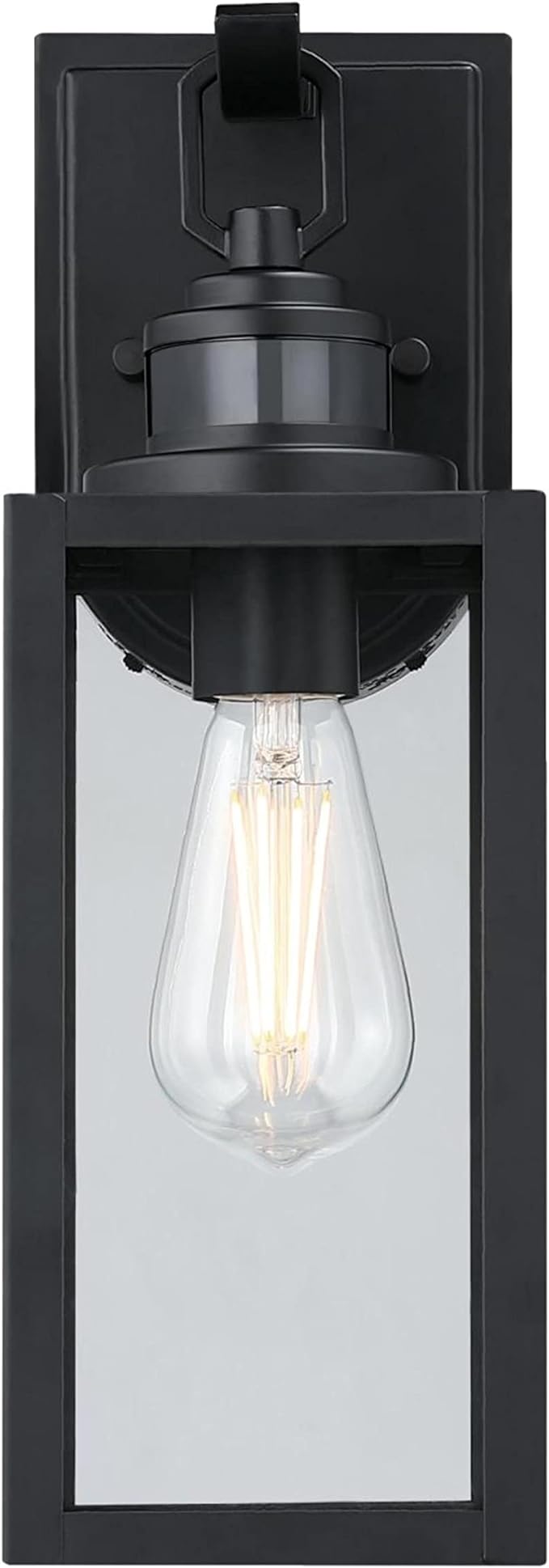 Westinghouse 6122600 Victoria Traditional One Light Outdoor Wall Fixture with Motion Sensor Matte Black Finish Clear Glass