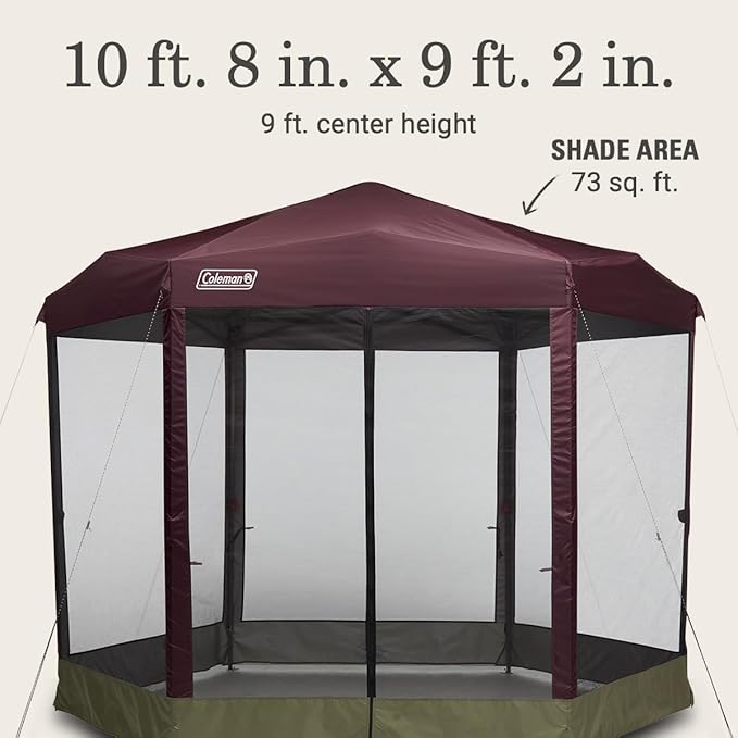 Coleman Back Home Screened Canopy Tent with Instant Setup Outdoor Gazebo for Bug-Free Lounging Fits Over Picnic Tables Ideal for Parties Events Tailgates Dining &amp More