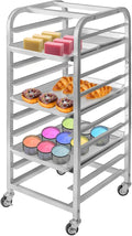 10-Tier Quarter &amp Half Sheet Pan Rack - Bread Baking Speed Rack for Cooling Bakery Stand with wheels for Bun Pan Tray Home Kitchen Tiered Rolling Cart for Oven(for 1/2 &amp 1/4 Sheet)