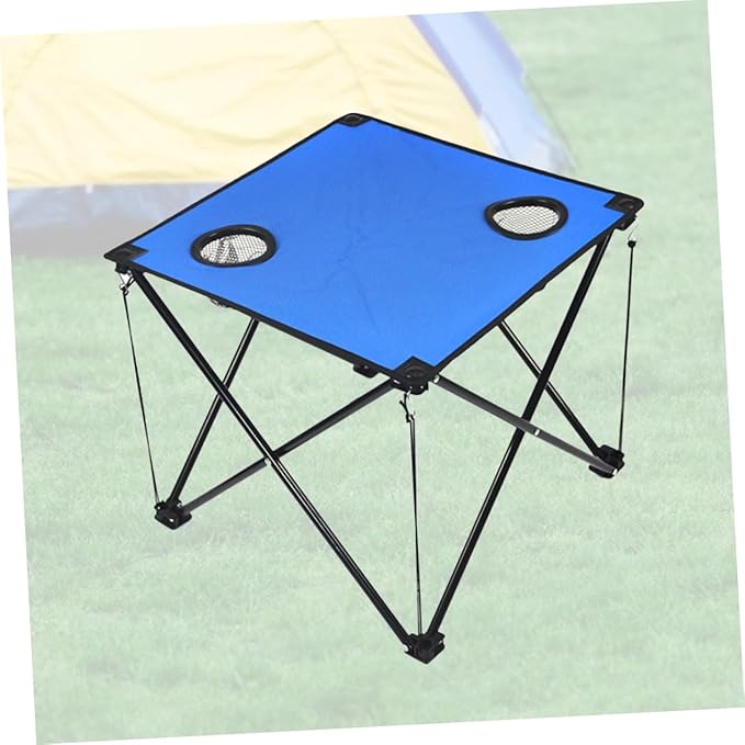 Milisten Portable Beach Table Folding Camping Table with Cup Holders Oxford Fabric Lightweight Compact Easy to Set up Perfect for Outdoor Activities