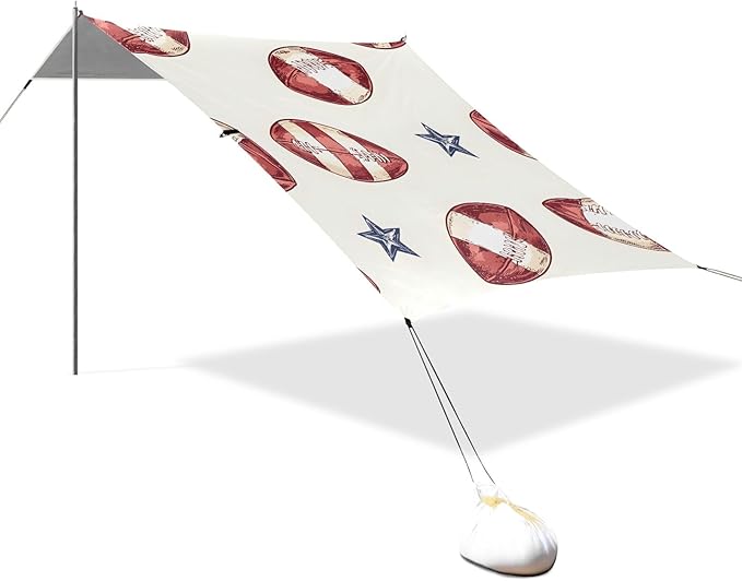 Rugby Tile Stars Pattern Camping Sun Shelter Beach Tent Portable Beach Sun Shade Outdoor Canopy for Camping Trips Fishing Picnic