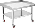 Stainless Steel Table 36x28 Inch Commercial Work Table with Wheels 1000 lbs Capacity Adjustable Shelf Heavy-Duty Equipment Grill Stand for Kitchen Restaurant BBQ