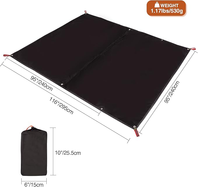 REDCAMP Ultralight Tent Footprint - 95 x116'' 4 in 1 Multifunctional Waterproof Camping Tent Tarp for Camping Hiking and Survival Gear Lightweight and Compact