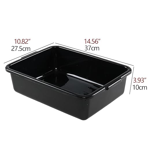 5 Packs 8 Liters Small Plastic Wash Basin Commercial Bus Tubs Tote Box Black