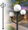 79'' Outdoor Lamp Post Light with 3 Lights(3Pcs 10W LED Bulbs Included) Waterproof Street Light Pole Lamp for Outside Black Outdoor Post Light for Garden/Yard/Patio-Black