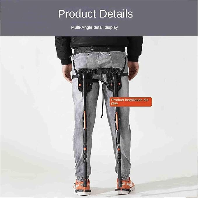 Wearable Leg Ergonomics Lightweight Seat 3 Gear Adjustable Heights Portable Foldable Stool Chairless Chair Invisible Chair Bear Up to 150kg Anywhere Camping for Fishing Concert Subway