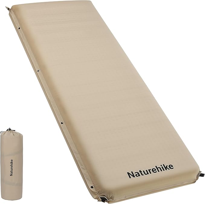 Naturehike 4/10cm Ultra Thick Foam Self Inflating Sleeping Pad R9.5 Patchwork Sleeping Mats with 75D Fabric 4 Seasons Air Mattress for Camping Travel Car Tent Cot Hiking