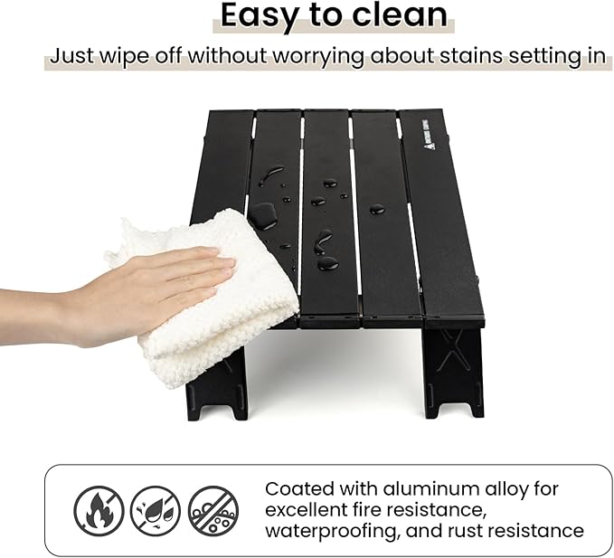 ONETIGRIS Ultralight Backpacking Table Compact Pop-Up Folding Table for Camping Hiking Beach Picnic Travel