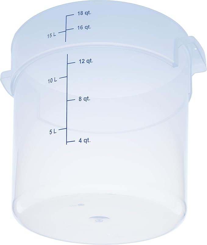 Carlisle FoodService Products Storplus Round Food Storage Container with Stackable Design for Catering Buffets Restaurants Polypropylene (Pp) 18 Quart Clear
