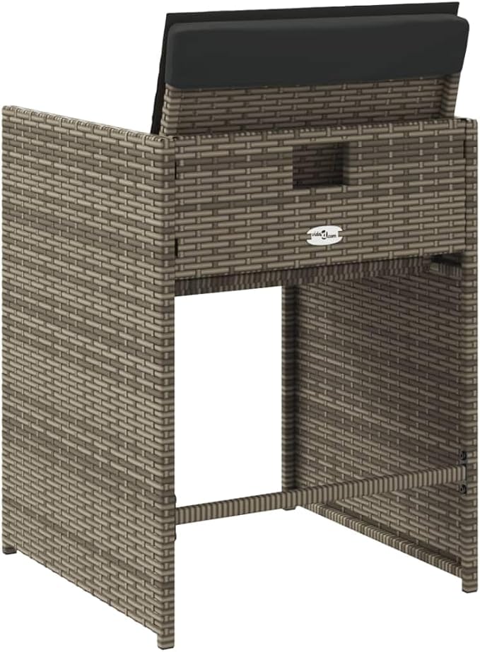 Patio Chairs with Cushions Set of 4 Outdoor Furniture Gray Poly Rattan Comfortable Lounge Chairs for Garden Patio Lawn and Balcony