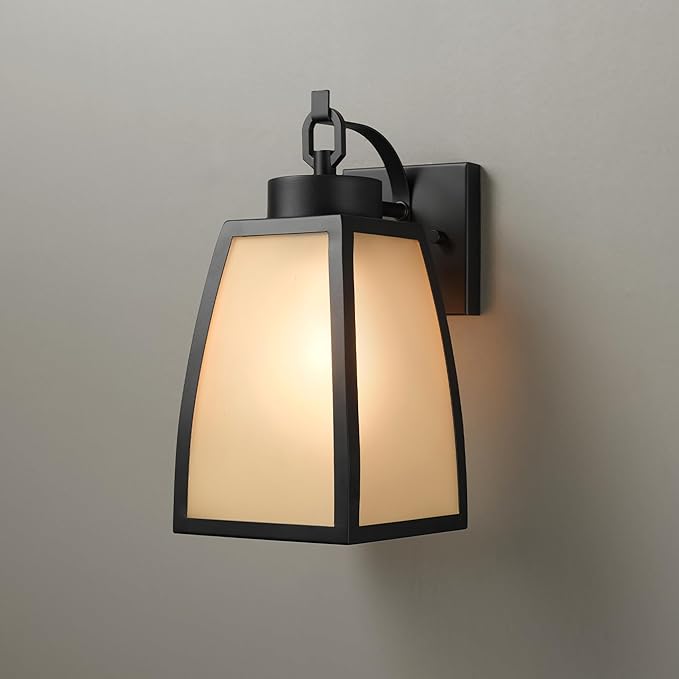 GLOBE Electric 60000166 1-Light Outdoor Wall Sconce Matte Black Frosted Glass