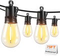 Brightever LED Outdoor String Lights 75FT Patio Lights with 26 S14 Shatterproof LED Bulbs Commercial Grade Waterproof String Lights for Outside 2700K Dimmable Outdoor Lighting for Patio Camping