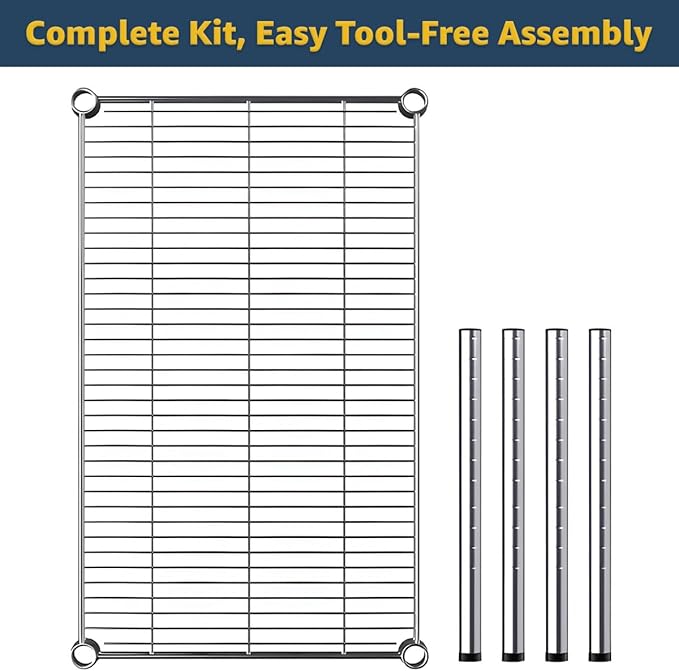 24 x 42 x 14 Chrome Wire Storage Shelf Dunnage Rack Commercial 1 Tier Small Shelf