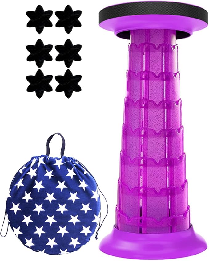 Foldable Collapsible Stool for Adults Portable Lightweight Telescopic Seat Upgraded Expandable Stool for Fishing Camping Outdoor Travel Garden BBQLoad 550lbs (Color : Purple)