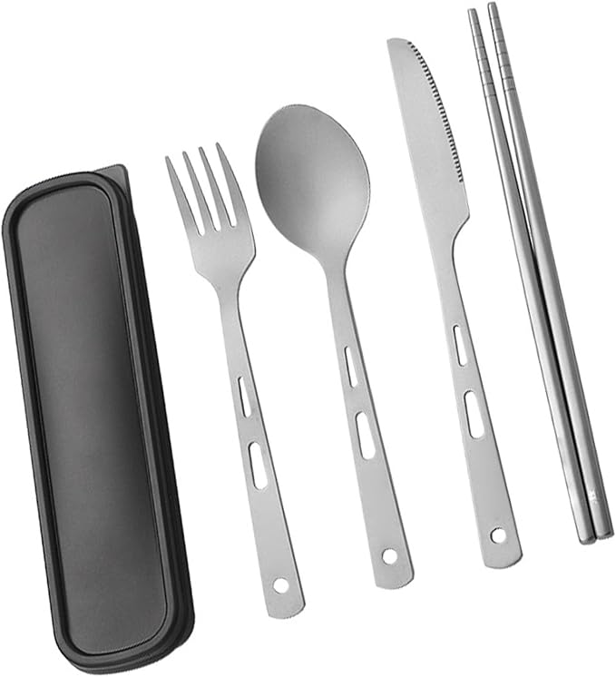 Alomejor Tableware Set Portable Fork Spoon Knife Chopsticks Cutlery Lightweight Camping Picnic Utensils
