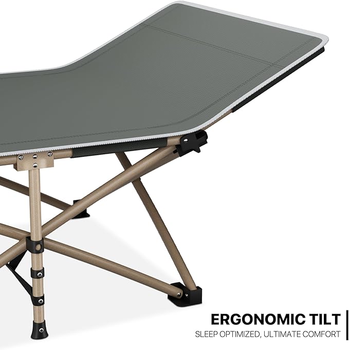 MoNiBloom Folding Sleeping Cot for Adults Easy to Set Up Portable &amp Lightweight Camping Cot for Outdoor Camping Lounging and Elevated Napping Support 360 lbs Grey