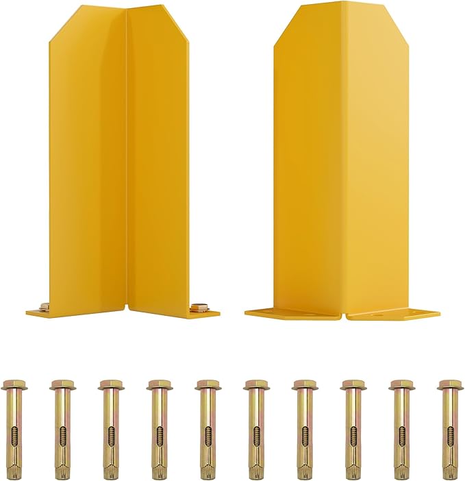 Nisorpa Pallet Rack Post Protectors 15 Pallet Racking Guards with Hardware L Shape Safety Yellow Pallet Edge Protectors Set of 2