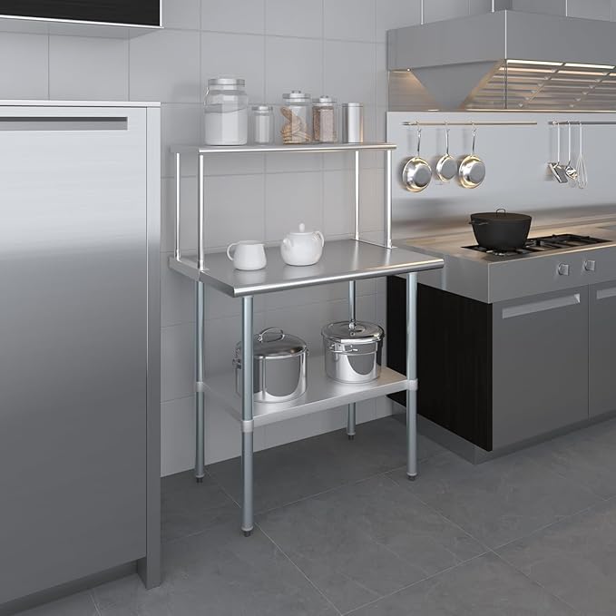 Stainless Steel Single Overshelf for 36 Prep Table – 12 Deep | NSF Certified | Commercial Kitchen Add-On Shelf (12x36)